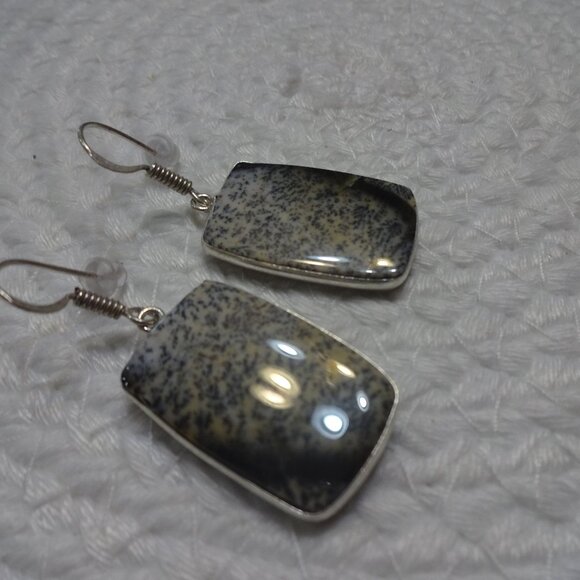 Gorgeous DENDRITE OPAL Handmade Sterling 925 Dangle Earrings #813C - Picture 1 of 3